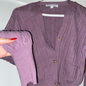 Cropped Cardigan in Lavender color